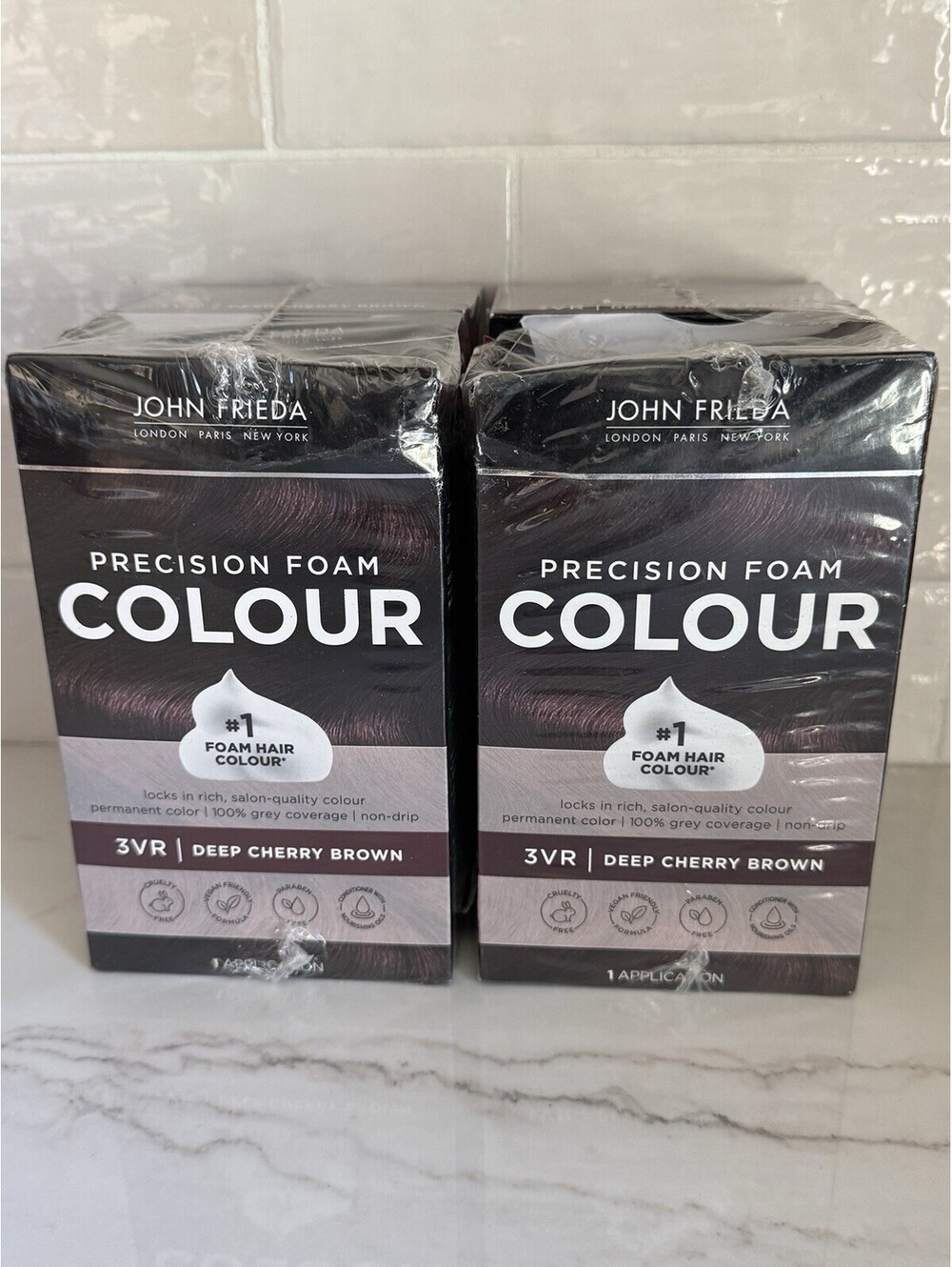 Lot Of 4 John Frieda Precision Foam Colour Hair Dye 3VR Deep Cherry Brown